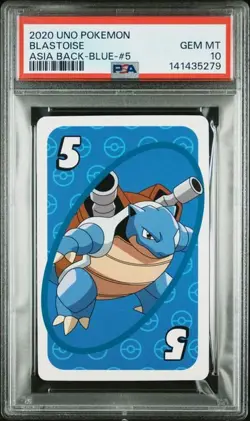 2020 UNO POKEMON BLASTOISE ASIA BACK-BLUE-#5 PSA 10 - Image 1