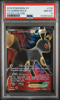 2016 POKEMON XY FATES COLLIDE #119 FULL ART/UMBREON EX PSA 8 - Image 1