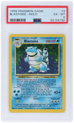 1999 Pokemon Game Blastoise Holo #2 PSA 6 - Image 1