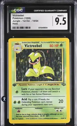CGC 9.5 MINT + Victreebel 1999 Jungle 1st Edition 14/64 Holo Pokemon Card - Image 1