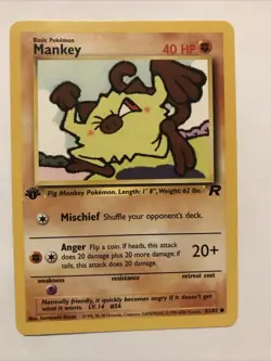 Pokemon TCG Team Rocket 1st Edition Regular Finish Mankey 61/82 NM Card - Image 1