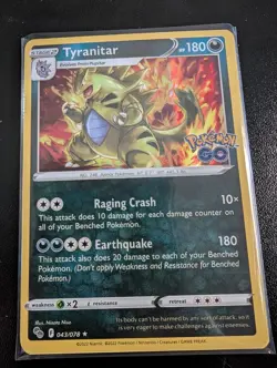 Pokemon TCG Tyranitar Holo Rare Card Go 043/078 Holo - Image 1