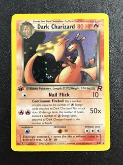 Pokemon Dark Charizard 4/82 Swirl Holo Rare 1st Edition Card 2000 - Image 1