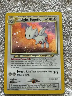 Pokemon Light Togetic Holo Card 15/105 Neo Destiny Vintage SWIRL - Image 1
