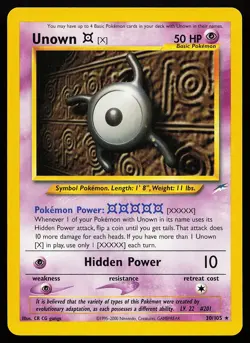 Unown [X] 30/105 Rare Neo Destiny Pokemon Card - Image 1