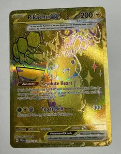 Pokemon TCG Pikachu EX Hyper Rare Gold SV Prismatic Evolutions Card 179/131 - Image 1