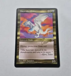 GOLD SIGNED UNPLAYED NM Mirage Hazerider Drake MTG Magic ZINA SAUNDERS EDH VTG - Image 1