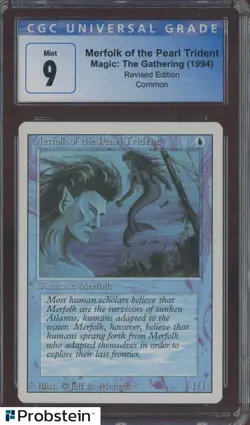 1994 MTG Magic The Gathering Revised Edition Merfolk of the Pearl Trident CGC 9 - Image 1