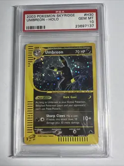 2003 Pokemon Skyridge Umbreon H30 Holo Card - PSA 10 Gem Mint Fart Swirl - Image 1
