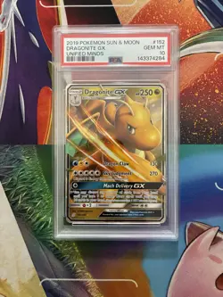 Pokemon Card PSA 10 2019 Pokemon Sun & Moon Unified Minds Dragonite GX Fresh - Image 1
