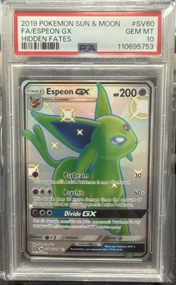 2019 Pokemon Sun & Moon Hidden Moon Espeon GX Full Art Shiny #SV60 PSA 10 - Image 1