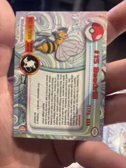 Beedrill #15 Topps TV Animation Edition Pokemon Blue Label LP 1999 - Image 2