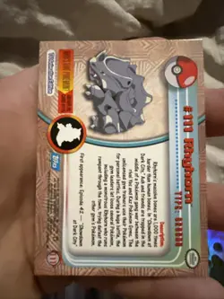Rhyhorn - Pokemon Topps #111 - Non Holo Mint Vintage Blue Label - Image 2