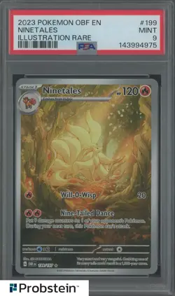2023 Pokemon OBF En Illustration Rare #199 Ninetales PSA 9 MINT - Image 1