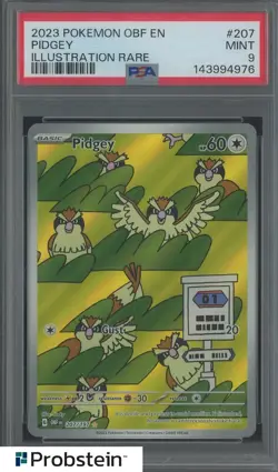 2023 Pokemon OBF En Illustration Rare #207 Pidgey PSA 9 MINT - Image 1