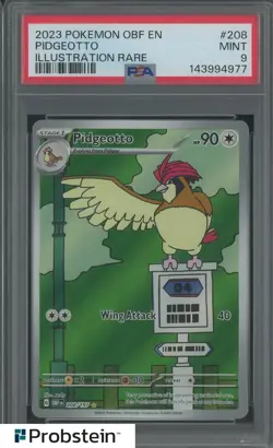 2023 Pokemon OBF En Illustration Rare #208 Pidgeotto PSA 9 MINT - Image 1