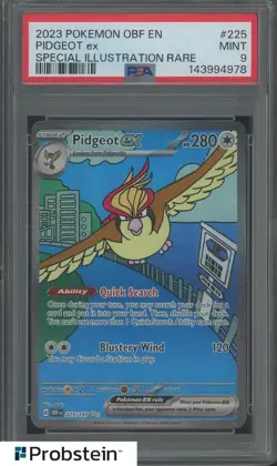 2023 Pokemon OBF En Illustration Rare #225 Pidgeot Ex PSA 9 MINT - Image 1
