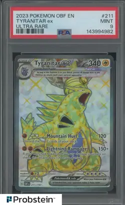 2023 Pokemon OBF En Ultra Rare #211 Tyranitar Ex PSA 9 MINT - Image 1