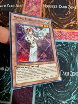 Yu-Gi-Oh! Minerva, Lightsworn Maiden SDLI-EN002 Super Rare 1st Edition NM a1/ - Image 2