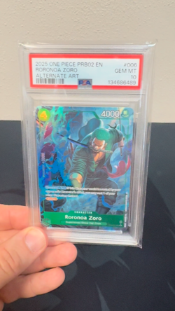 PSA 10 Gem Mint One Piece PRB02-006 Roronoa Zoro Alternate Art English - Image 2