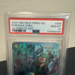 PSA 10 Gem Mint One Piece PRB02-006 Roronoa Zoro Alternate Art English - Image 4