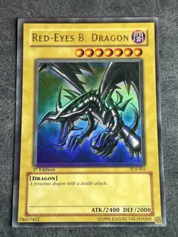 Yu-Gi-Oh! Red Eyes Black Dragon SDJ-001 1st Edition - Foil Shift Misprint Error - Image 1
