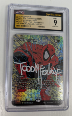 Arachnogenesis Magic MTG 2025 Borderless Foil Signed Todd McFarlane CGC 9 Auto 8 - Image 1