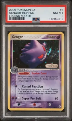2006 POKEMON EX LEGEND MAKER #5 5/92 GENGAR REVERSE FOIL PSA 8 HOT - Image 1