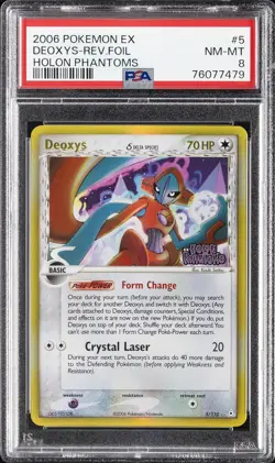 2006 POKEMON EX HOLON PHANTOMS #5 DEOXYS-REVERSE FOIL PSA 8 - Image 1