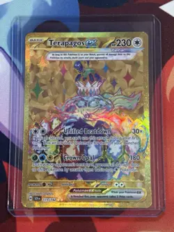 Pokemon Terapagos ex #173/142 Secret Hyper Rare Gold Trading Card- Stellar Crown - Image 1