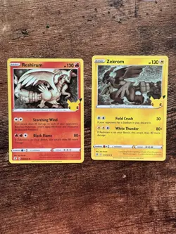 Pokemon TCG Celebrations Reshiram 02 AND Zekrom 10 NM Holo Foil 25th Anniversary - Image 1