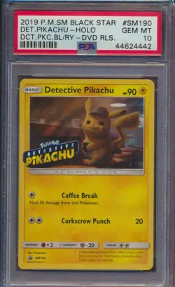 Pokemon Detective Pikachu BL/RY DVD Black Star Promo Pikachu Holo PSA 10 GEM MT - Image 1