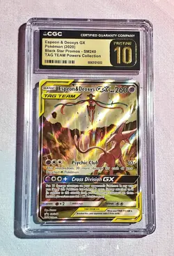 2020 Pokemon Tag Team Black Star Promo Espeon & Deoxys GX SM240 CGC PRISTINE 10 - Image 1
