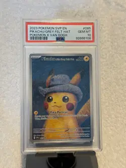 2023 POKEMON SVP EN-SV BLACK STAR PROMO #085 PIKACHU WITH GREY FELT HAT PSA 10!! - Image 1