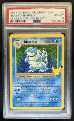 2021 Pokemon SWSH Celebrations Blastoise Classic Collection Holo #2/102 PSA 8 - Image 1