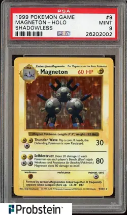 1999 Pokemon Game Shadowless #9 Magneton Holo PSA 9 MINT - Image 1