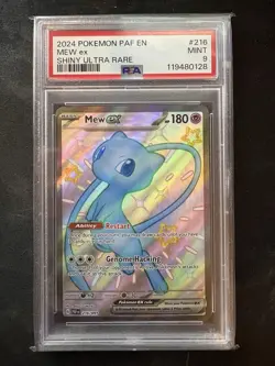 Pokemon TCG Mew EX 216/091 Scarlet & Violet Paldean Fates PSA 9 - Image 1