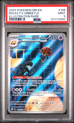 2025 POKEMON ILLUSTRATION RARE DESTINED RIVALS #198 TEAM ROCKET'S ORBEETLE PSA 9 - Image 1