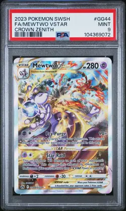 PSA 9 Mewtwo VSTAR Galarian Gallery GG44/GG70 Crown Zenith Pokemon English Mint - Image 1