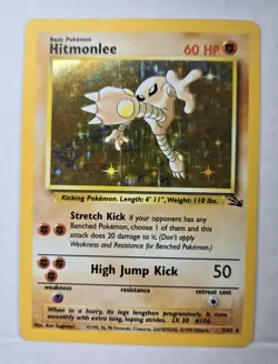 Pokemon TCG Hitmonlee Holo Rare Fossil #7/62, M.P. Condition - Image 1