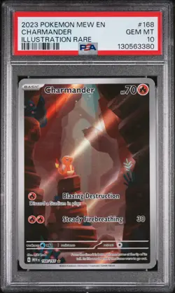 2023 POKEMON MEW EN-151 ILLUSTRATION RARE #168 CHARMANDER PSA 10 - Image 1