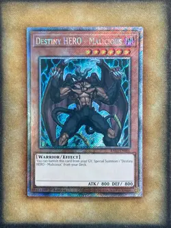 Yugioh Destiny HERO - Malicious RA03-EN001 Platinum Secret Rare 1st Ed NM - Image 1
