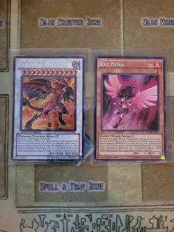 YUGIOH RED NOVA DRAGON CT07 SECRET LIMITED ED LP + RED NOVA DRL3 SECRET 1ST NM - Image 1
