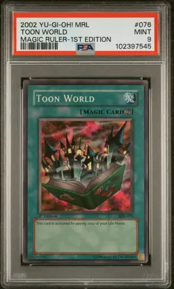 2002 YU-GI-OH! MRL-MAGIC RULER 1ST ED #076 TOON WORLD PSA 9 - Image 1