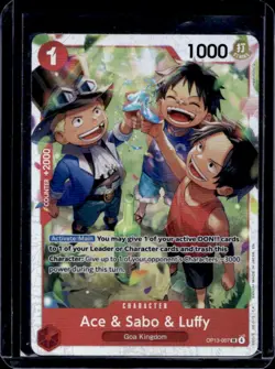 2025 One Piece Carrying On His Will Ace & Sabo Luffy Super Rare #OP13-007 - Image 1