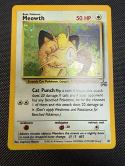 Meowth Promo Holo 10/53 WOTC Pokemon Card LP - Image 3
