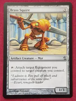 Magic The Gathering MIRRODIN BESIEGED BRASS SQUIRE artifact card MTG - Image 1