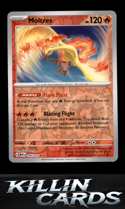 Reverse Holofoil Moltres 146/165 Rare SV: Scarlet & Violet 151 Pokemon Card NM - Image 1