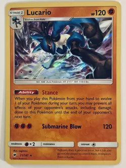 Lucario 71/147 Burning Shadows Holo Rare Pokemon Card NEAR MINT - Image 1