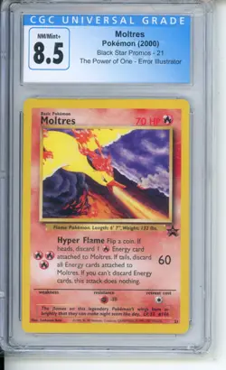 CGC 8.5 Moltres 21/53 WOTC Black Star PROMO 2000 Vintage Near Mint+ Pokemon Card - Image 1